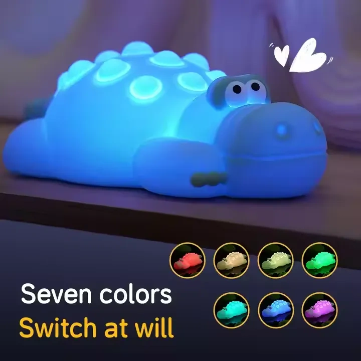 7 Color Crocodile Shape Silicone Night Light Toy for Kids 7 Color Crocodile Shape Silicone Night Light Toy for Kids - Image 1