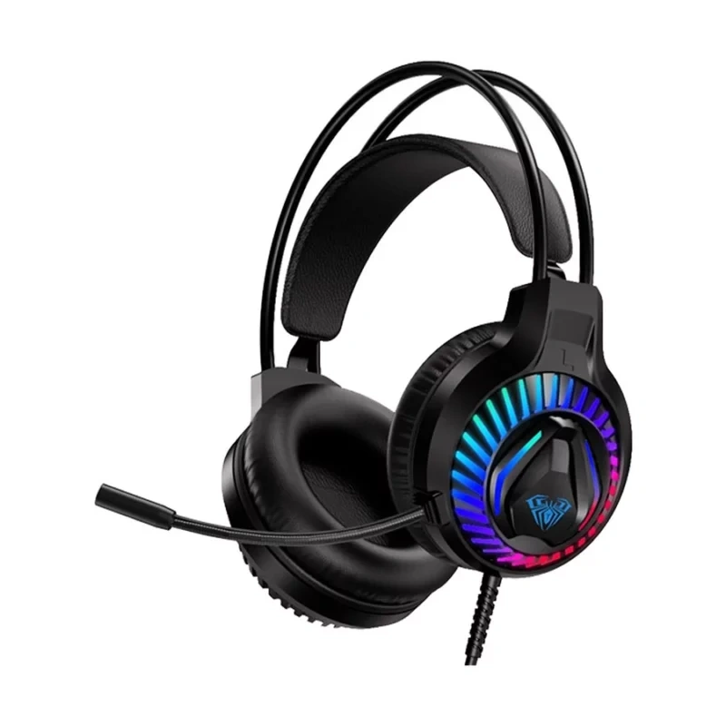 AULA S605 Wired RGB Gaming Headphone — 50 mm Driver USB & 3.5 mm Stereo Headset with Mic (Black) AULA S605 Wired RGB Gaming Headphone — 50 mm Driver USB & 3.5 mm Stereo Headset with Mic (Black) - Image 1