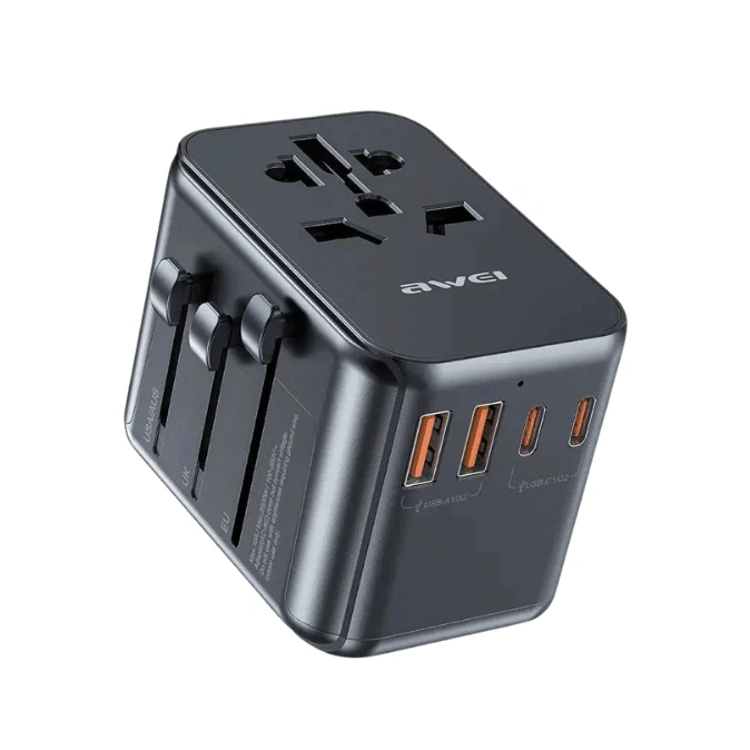Awei C Awei C-39 35W GaN Universal Travel Adapter – 5-Port Multi-Function Fast Charger,International Plug for EU/UK/US/AU - Image 1