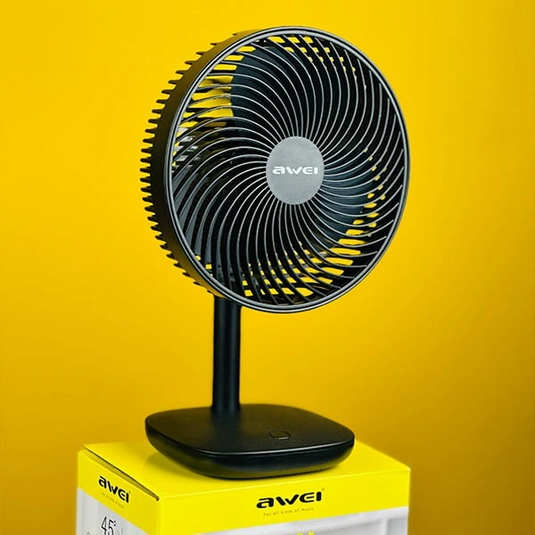 Awei F23 Portable USB Rechargeable Desk Fan (4000mAh)- Black Color Awei F23 Portable USB Rechargeable Desk Fan (4000mAh)- Black Color - Image 1