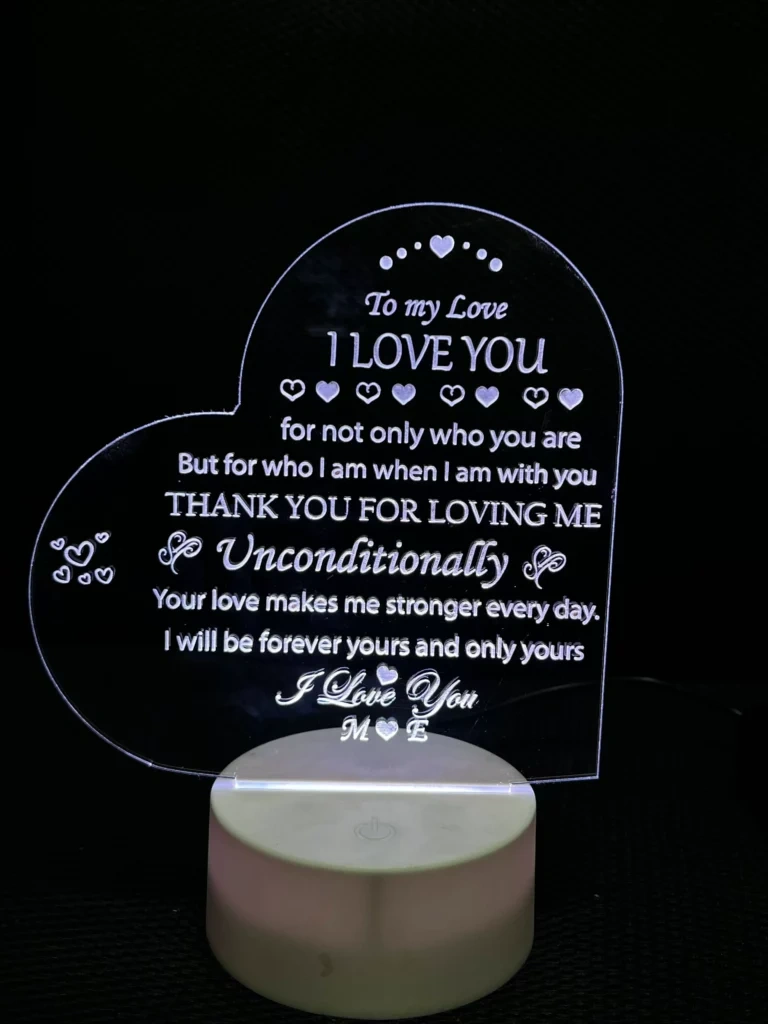 Customizable Acrylic Night Lamp – Heart Shape (Black Base) -20 pcs Customizable Acrylic Night Lamp – Heart Shape (Black Base) -20 pcs - Image 1