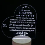 Customizable Acrylic Night Lamp – Heart Shape (White Base)