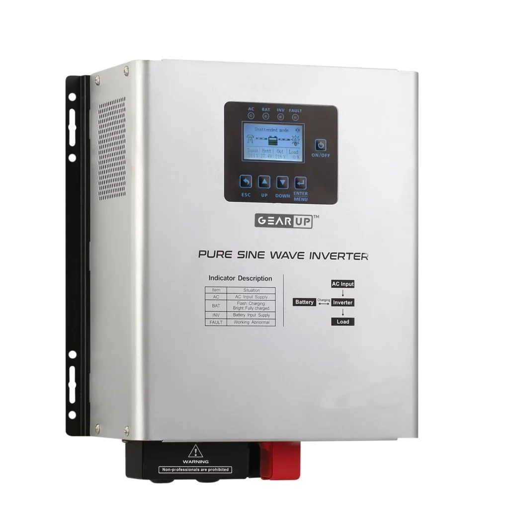 GearUP 1200W, 24V, Pure Sine Wave Inverter Without Solar (Lithium & Acid Battery Supported) – GHT-12K24 GearUP 1200W, 24V, Pure Sine Wave Inverter Without Solar (Lithium & Acid Battery Supported) – GHT-12K24 - Image 1