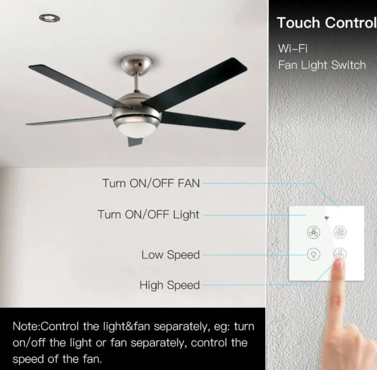 GearUP Wi-Fi Ceiling Fan Speed Controller GearUP Wi-Fi Ceiling Fan Speed Controller & Light Switch — Smart TUYA / Smart Life App Control – (Without Remote) - Image 1