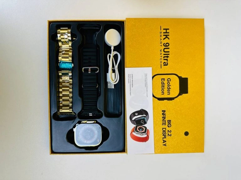 HK 9Ultra Smartwatch Golden Edition (Dual Straps) – Black Color HK 9Ultra Smartwatch Golden Edition (Dual Straps) – Black Color - Image 1