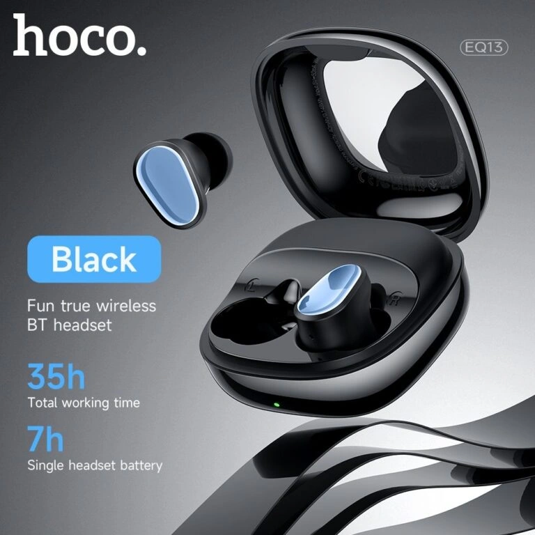 HOCO EQ13 True Wireless Bluetooth Earphone-Black Color HOCO EQ13 True Wireless Bluetooth Earphone-Black Color - Image 1