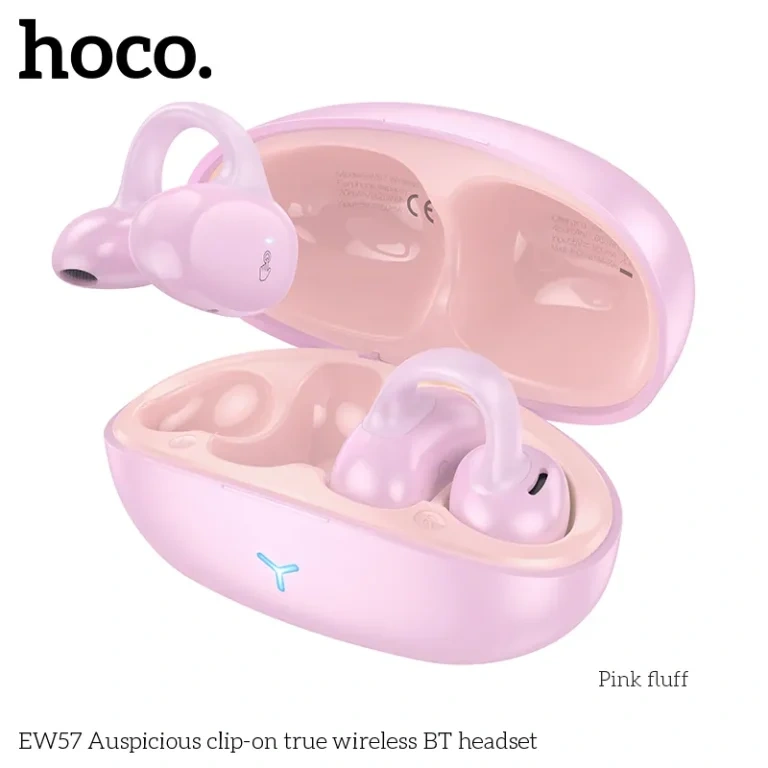 HOCO EW57 Clip-on True Wireless Bluetooth Earphone – Pink Color HOCO EW57 Clip-on True Wireless Bluetooth Earphone – Pink Color - Image 1