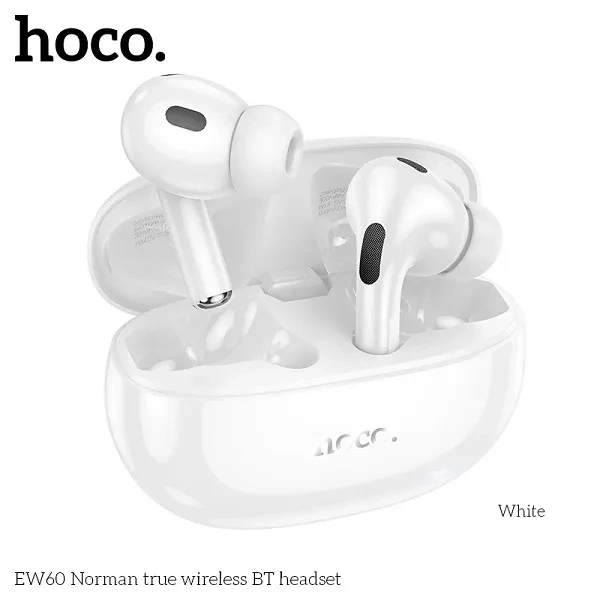Hoco Ew60 Plus Norman True Wireless Anc BT Headset-White Color Hoco Ew60 Plus Norman True Wireless Anc BT Headset-White Color - Image 1