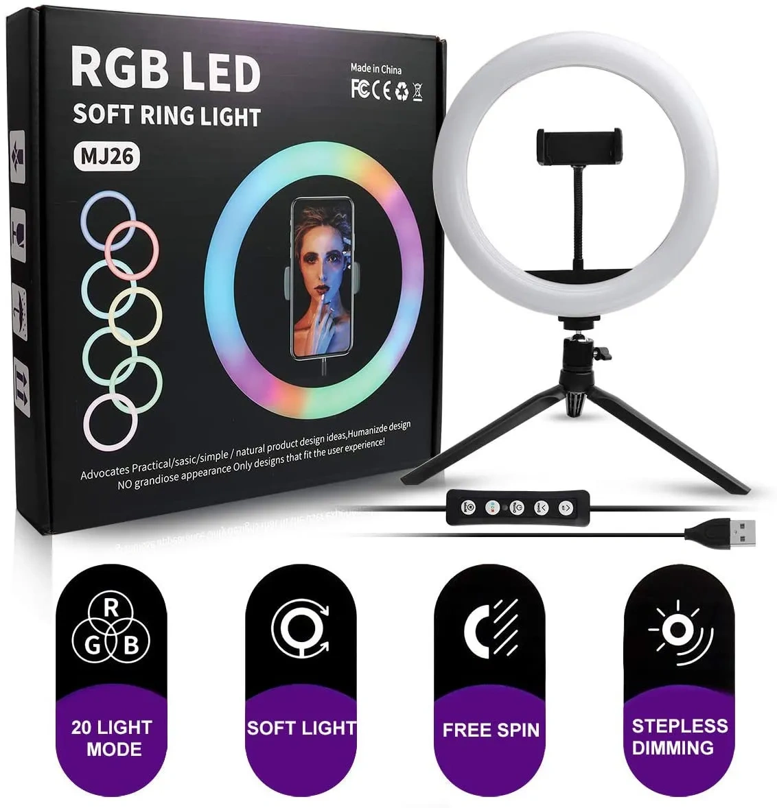 MJ26 RGB LED Soft Ring Light 10inch – (Only light) MJ26 RGB LED Soft Ring Light 10inch – (Only light) - Image 1