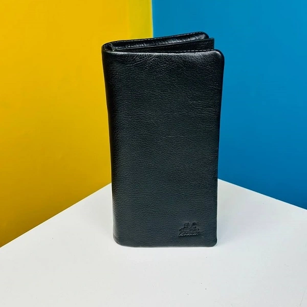 Men’s Stylish Long Leather Wallet – Black Color Men’s Stylish Long Leather Wallet – Black Color - Image 1