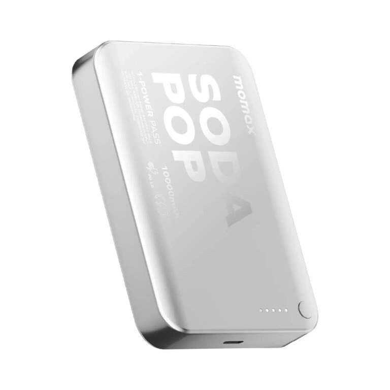 Momax 1-Power Pass Soda Pop Magnetic Wireless Power Bank 10000mah – Silver Momax 1-Power Pass Soda Pop Magnetic Wireless Power Bank 10000mah – Silver - Image 1