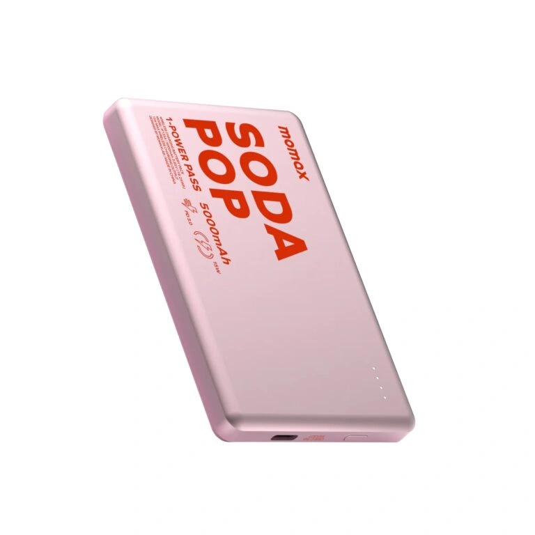 Momax 1-Power Pass Soda Pop Magnetic Wireless Power Bank 5000mah – Pink Momax 1-Power Pass Soda Pop Magnetic Wireless Power Bank 5000mah – Pink - Image 1