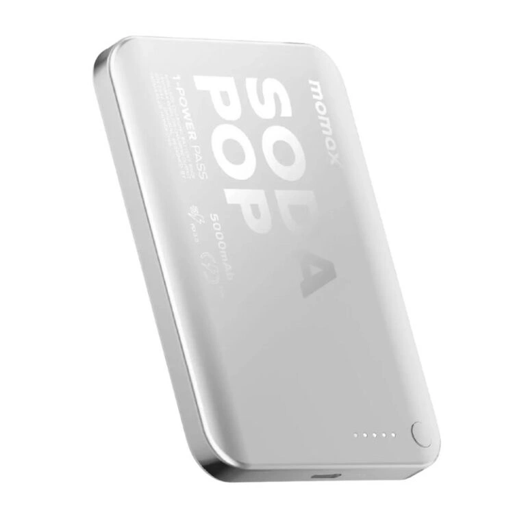 Momax 1-Power Pass Soda Pop Magnetic Wireless Power Bank 5000mah – Silver Momax 1-Power Pass Soda Pop Magnetic Wireless Power Bank 5000mah – Silver - Image 1