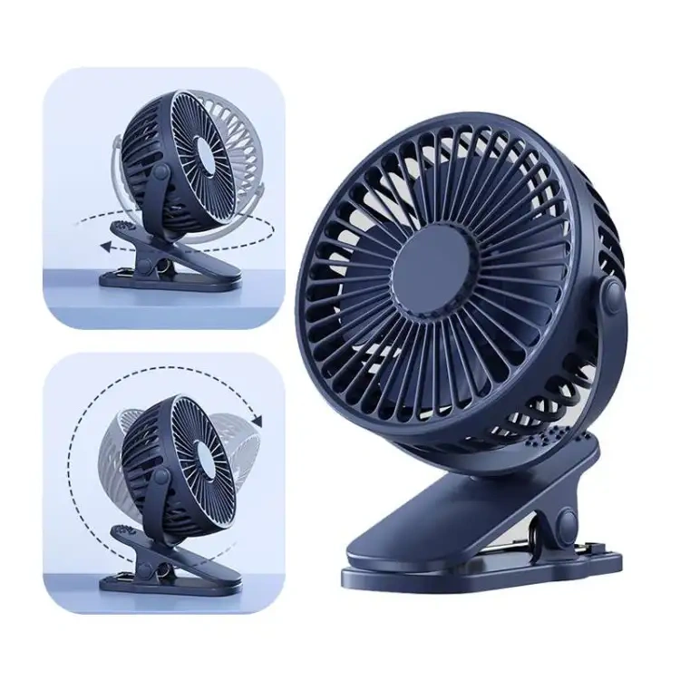 P8 USB Small Handheld Rechargeable Clip Fan – Blue Color P8 USB Small Handheld Rechargeable Clip Fan – Blue Color - Image 1