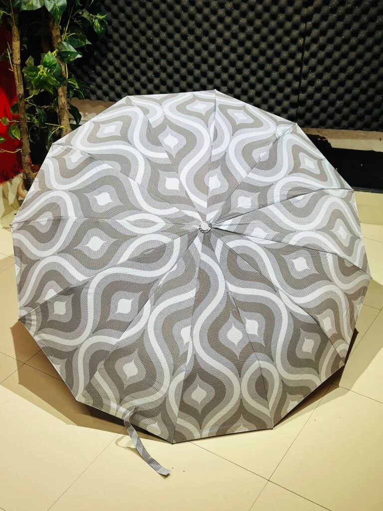 Premium 12-Ribs Automatic Umbrella With Flash Light – White Premium 12-Ribs Automatic Umbrella With Flash Light – White - Image 1