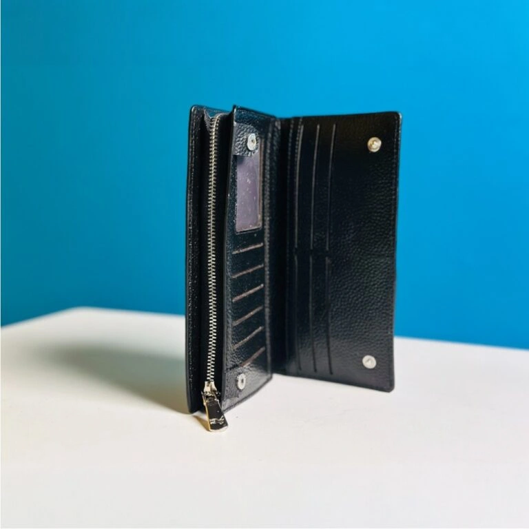 WILLIAMPOLO Genuine Cowhide Leather Men’s Long Wallet – Black WILLIAMPOLO Genuine Cowhide Leather Men’s Long Wallet – Black - Image 1
