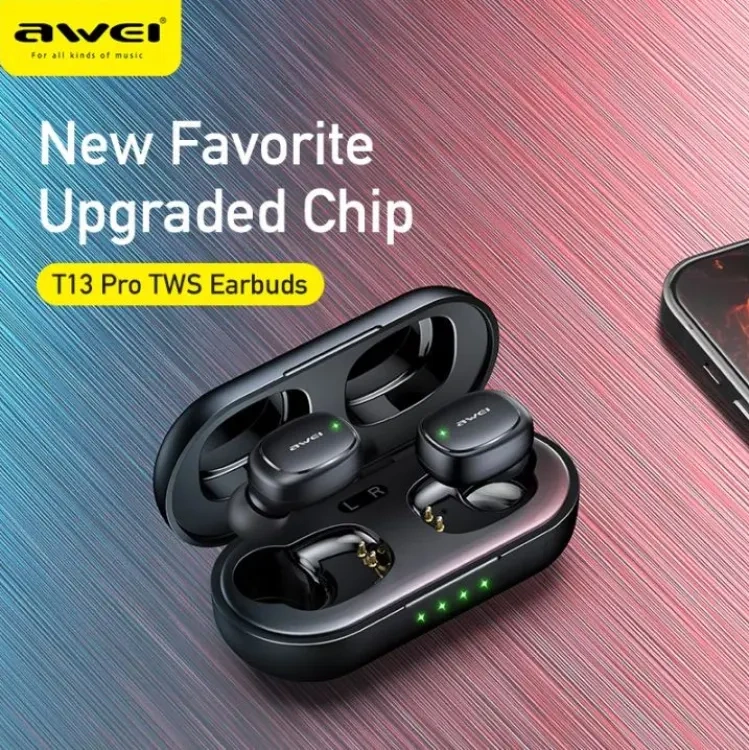 download (6) Awei T13 Pro TWS Touch Earbuds – Black Color - Image 1