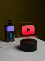 Customizable Youtube Logo Design Acrylic Multicolor Night Lamp – Black - Image 2