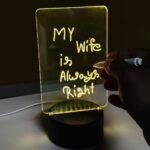 GearUP Acrylic Multicolor Night Lamp with Writable Board and Eraser Pen – Black – 20 pcs