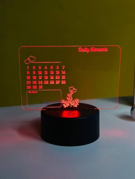 GearUP Multicolor Acrylic Night Lamp with Writable Calendar Board and Erasable Pen – 20 pcs