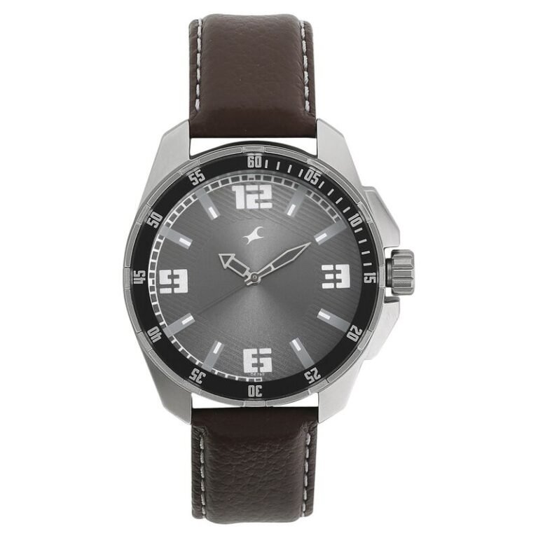 3084SL02_1-768x768 Fastrack NR3084SL02 Quartz Analog Grey Dial Leather Strap Watch - Image 1