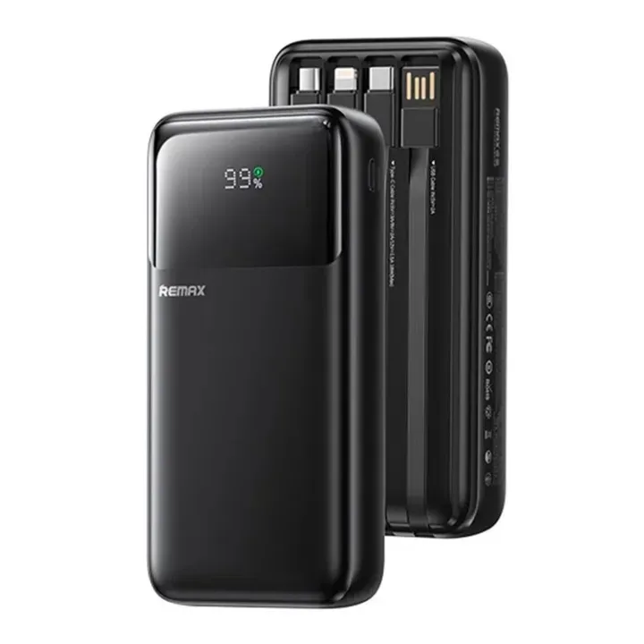 6b59524fca6bd2749467e57ddd0bbbb3.jpg_720x720q80.jpg_ REMAX FCP-2 20000mAh Power Bank with 4 Built-in Cables – Black - Image 1