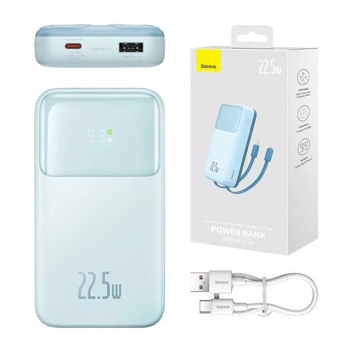 Baseus-Comet-Blue-1 (1) Baseus Comet Series 22.5W 20000mAh Dual Cable Digital Display Power Bank – Blue Color - Image 1