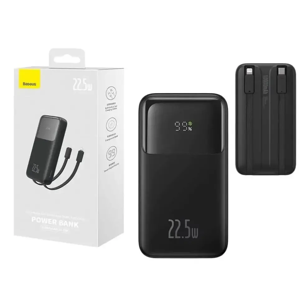 Baseus-Comet-Series-22.5W-20000mAh-Dual-Cable-Digital-Display-PowerBank-Black-990x990 Baseus Comet Series 22.5W 20000mAh Dual Cable Digital Display Power Bank – Black Color - Image 1
