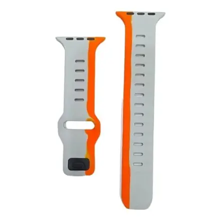Dual-Color-Soft-Silicone-Watch-Straps-2-441x441 Dual Color 42mm-44mm-45mm-49mm Soft Silicone Watch Straps- Orange Gray - Image 1
