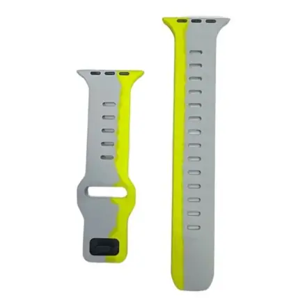Dual-Color-Soft-Silicone-Watch-Straps-441x441 Dual Color 42mm-44mm-45mm-49mm Soft Silicone Watch Straps- Yellow Gray - Image 1