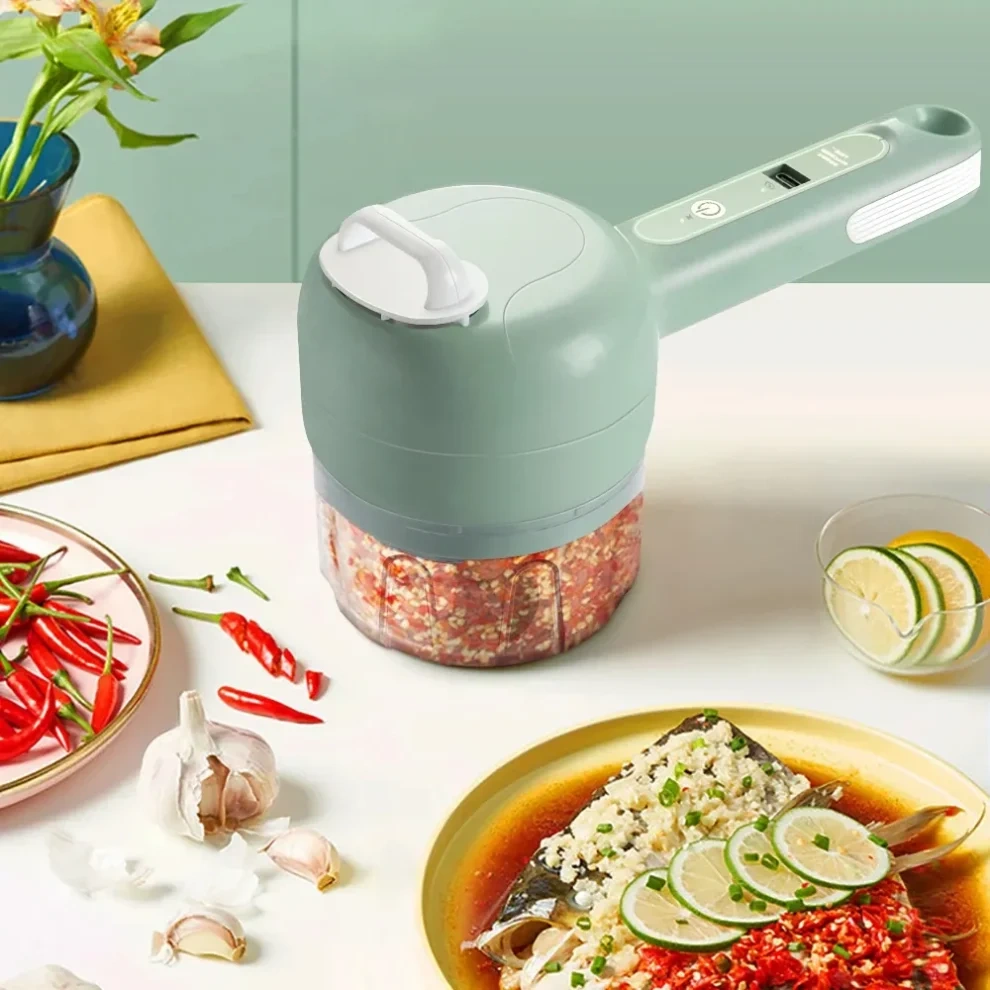 Electric vegetable cutter, slicer, ginger, garlic masher, blender, food slice grinder Electric vegetable cutter, slicer, ginger, garlic masher, blender, food slice grinder - Image 1