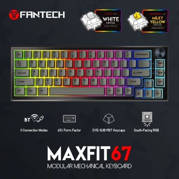 Fantech MAXFIT67 MK858 RGB Kailh Box White Switch Mechanical Hotswap Keyboard Fantech MAXFIT67 MK858 RGB Kailh Box White Switch Mechanical Hotswap Keyboard - Image 1