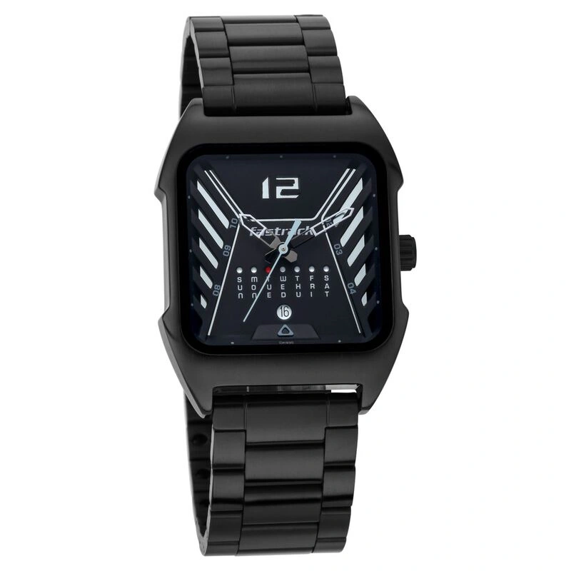 Fastrack NS3249NM01 Gamify Quartz Analog with Day and Date Black Dial Metal Strap Watch Fastrack NS3249NM01 Gamify Quartz Analog with Day and Date Black Dial Metal Strap Watch - Image 1