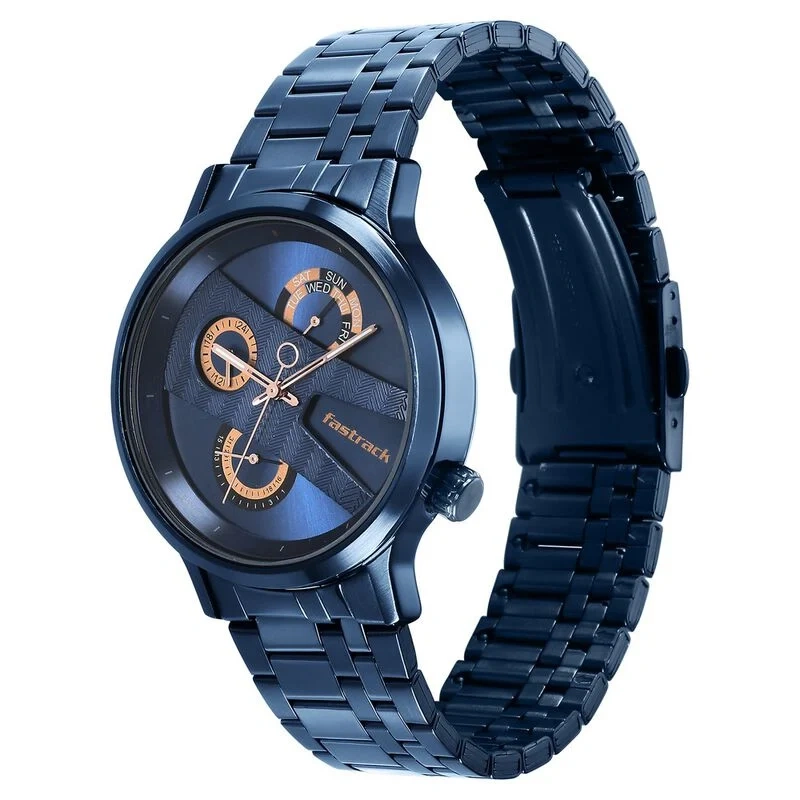 Fastrack NS3301QM02 Exuberant Quartz Multifunction Blue Dial Stainless Steel Strap Watch Fastrack NS3301QM02 Exuberant Quartz Multifunction Blue Dial Stainless Steel Strap Watch - Image 1