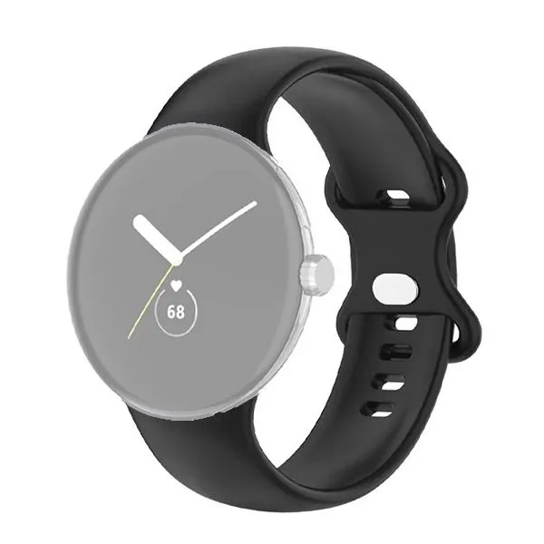 Google-Pixel-Smartwatch-Soft-Silicone-Straps-Black Google Pixel Smartwatch Soft Silicone Straps Black - Image 1