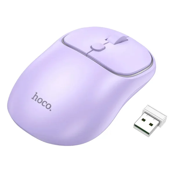 HOCO-GM25-Dual-Mode-Wireless-Bluetooth-2.4G-Silent-Mouse-Purple-600x600 HOCO GM25 Dual-Mode Wireless Bluetooth 2.4G Silent Mouse – Purple Color - Image 1