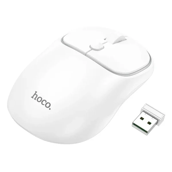 HOCO-GM25-Dual-Mode-Wireless-Bluetooth-2.4G-Silent-Mouse-White-600x600 HOCO GM25 Dual-Mode Wireless Bluetooth 2.4G Silent Mouse – White Color - Image 1