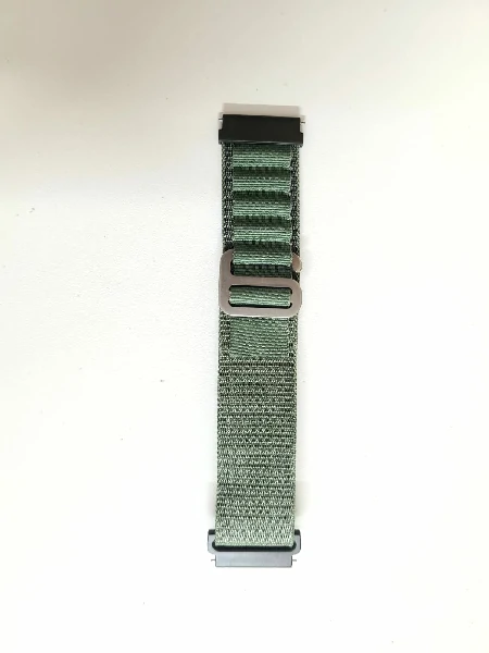 HU7SKSieVeW3LR12bUfTEnVG7lUvl3IFehpl6ZCT Pin Lock Fabric Stap For Smart Watch-20mm -Green Color - Image 1