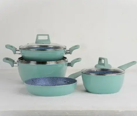 Kiam Die-Casting 7 Set Non-Stick Pan Ceramic Coated-Blue Color Kiam Die-Casting 7 Set Non-Stick Pan Ceramic Coated-Blue Color - Image 1