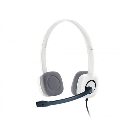 Logitech-H150-STEREO-Headset-Two-port Logitech H150 Stereo Headset with Dual 3.5mm Jacks Noise-Cancelling Mic – White Color - Image 1