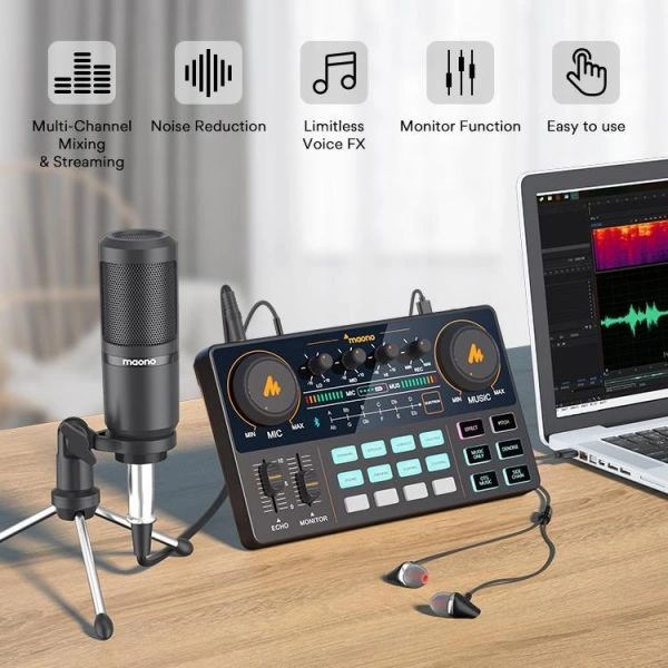 MAONOCASTER Lite Live Streaming Bundle MAONOCASTER Lite Live Streaming Bundle: All-In-One Podcast Production Studio Comes With Digital Audio Interface+ Condenser Mic+ Headphone - Image 1