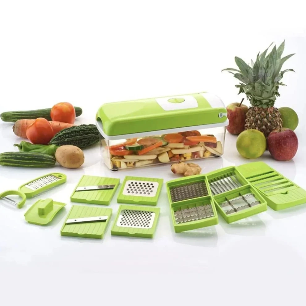 PLATINUM 16-in-1 Quicker Vegetable chipser slicer grater & Chopper Vegetable & Fruit Grater & Slicer (1 Chopper, 16 slicer) PLATINUM 16-in-1 Quicker Vegetable chipser slicer grater & Chopper Vegetable & Fruit Grater & Slicer (1 Chopper, 16 slicer) - Image 1