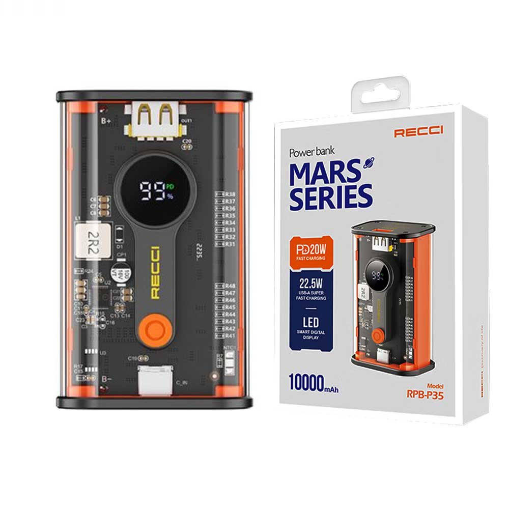 RECCI-RPB-P35-Mars-Series-10000-mAh-22.5W-Fast-Charging-Power-Bank RECCI RPB-P35 Mars Series 10000mAh 22.5W Fast Charging Power Bank - Image 1