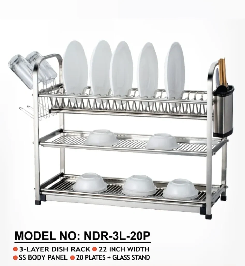 Stainless Steel Dish Rack 3 Layer and 20plates NDR-3L-20P Stainless Steel Dish Rack 3 Layer and 20plates NDR-3L-20P - Image 1