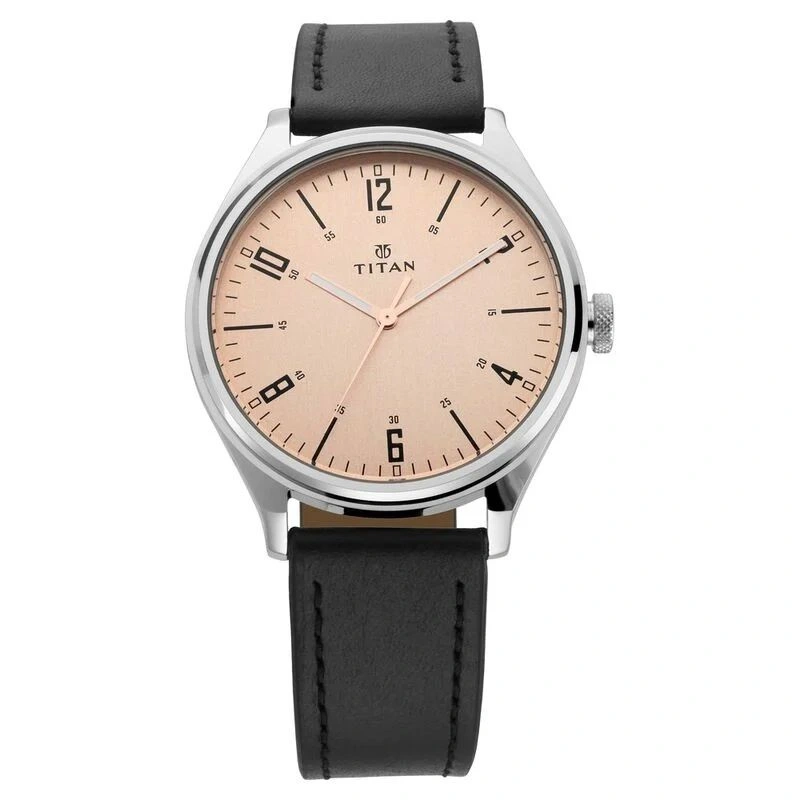 Titan Workwear Champagne Dial Analog Leather Strap Watch For Men- 1802SL03 Titan Workwear Champagne Dial Analog Leather Strap Watch For Men- 1802SL03 - Image 1