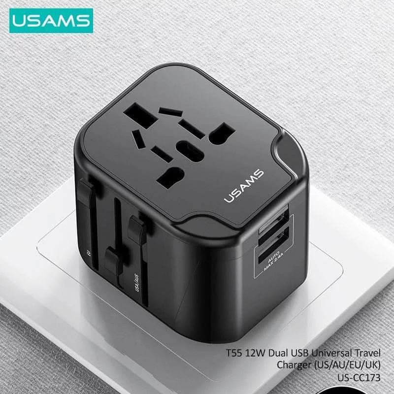 Usams-US-CC173 T55 12W Dual USB Universal Travel Charger (USAMS US-CC173) - Image 1