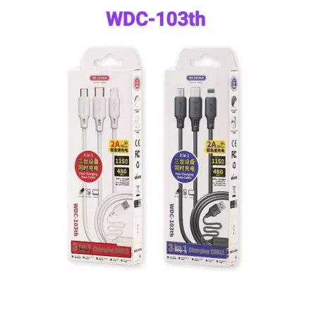 WK-WDC-103th-3-In-1-Micro-Lightning-Type-C-2A-Max-Fast-Charging-USB-Cable-441x441 WK WDC-103th 3 In 1 Micro Lightning Type C 2A Max Fast Charging USB Cable - Image 1
