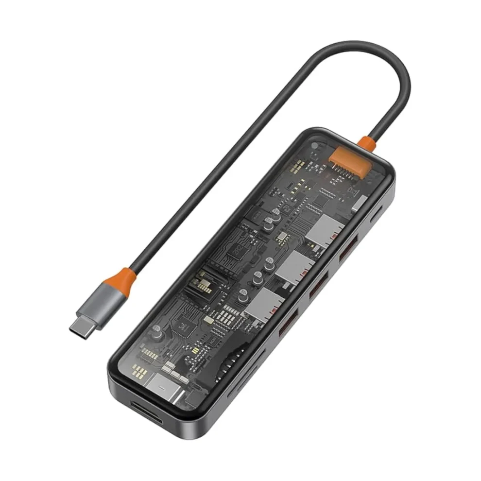 WiWU-Space-Gray-USB-C-7-in-1-3.0-Ports-Type-C-Hub-AdapterCB007-990x990 WiWU Space Gray USB C 7-in-1 3.0 Ports Type C Hub Adapter (CB007) - Image 1