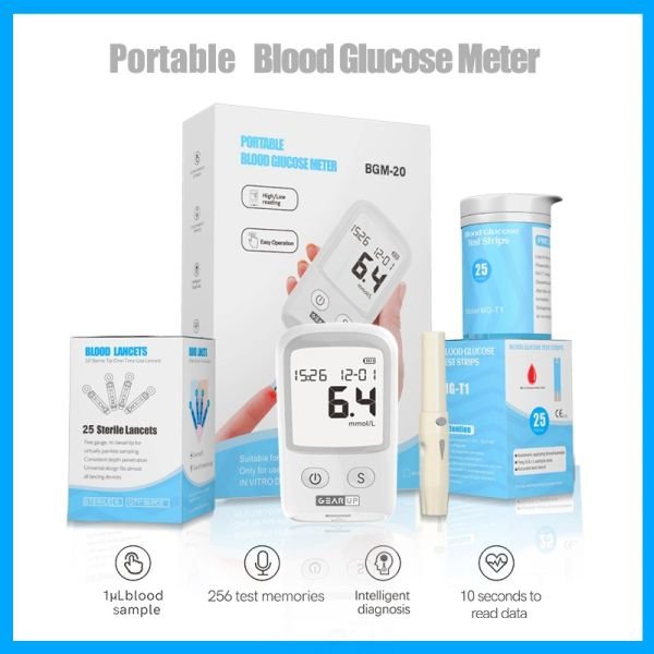 gearup_bgm-20_portable_blood_glucose_meter_1 GearUP BGM-20 Diabetes Measuring Machine/ Blood Glucose Meter With 25 Test Strips - Image 1